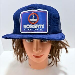 Roberts Rathole Drilling Blue Corduroy Trucker Hat